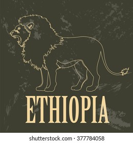 Ethiopia  landmarks. Retro styled image. Vector illustration