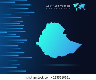 Ethiopia map with abstract blue background technology.
