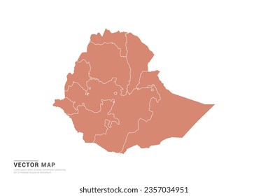 Ethiopia Map - abstract style orange isolated on white background for design vector.
