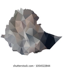 ethiopia map - Black, grey, geometric rumpled low poly style gradient graphic background, polygonal design for your. Vector illustration eps 10.