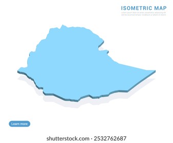 Ethiopia map blue on white background with isometric vector.