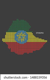 Ethiopia map design flag square, black background.