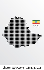 Ethiopia map design square with flag Ethiopia. 