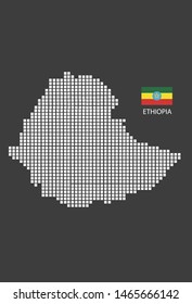 Ethiopia map design white square, black background with flag Ethiopia.