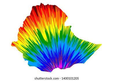 Ethiopia - map is designed rainbow abstract colorful pattern, Federal Democratic Republic of Ethiopia (Horn of Africa) map made of color explosion,