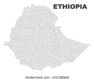 Ethiopia map designed with small points. Vector abstraction in black color is isolated on a white background. Random small items are organized into Ethiopia map.