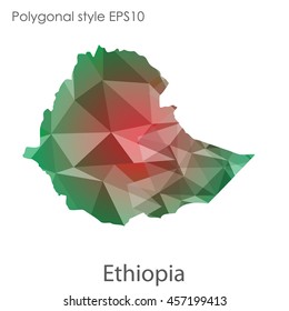 Ethiopia map in geometric polygonal style. Abstract gems triangle,modern design background. Vector illustration EPS10