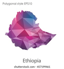 Ethiopia map in geometric polygonal style. Abstract gems triangle,modern design background. Vector illustration EPS10