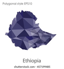 Ethiopia map in geometric polygonal style. Abstract gems triangle,modern design background. Vector illustration EPS10