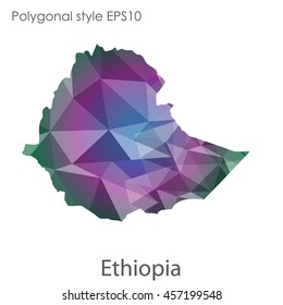 Ethiopia map in geometric polygonal style. Abstract gems triangle,modern design background. Vector illustration EPS10
