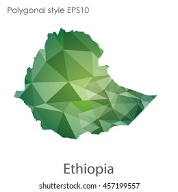 Ethiopia map in geometric polygonal style. Abstract gems triangle,modern design background. Vector illustration EPS10