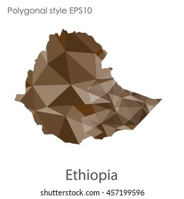 Ethiopia map in geometric polygonal style. Abstract gems triangle,modern design background. Vector illustration EPS10