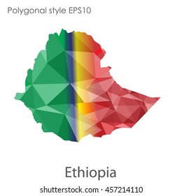 Ethiopia map in geometric polygonal style. Abstract gems triangle,modern design background. Vector illustration EPS10