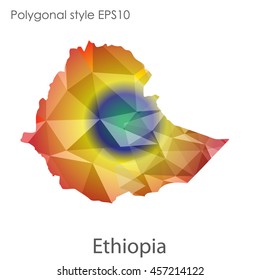 Ethiopia map in geometric polygonal style. Abstract gems triangle,modern design background. Vector illustration EPS10