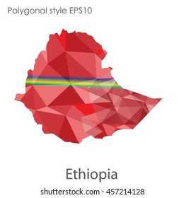 Ethiopia map in geometric polygonal style. Abstract gems triangle,modern design background. Vector illustration EPS10