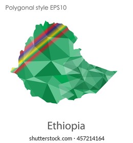 Ethiopia map in geometric polygonal style. Abstract gems triangle,modern design background. Vector illustration EPS10