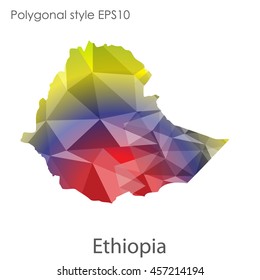 Ethiopia map in geometric polygonal style. Abstract gems triangle,modern design background. Vector illustration EPS10