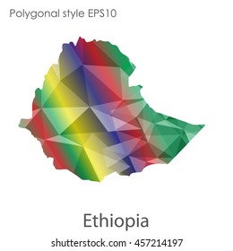 Ethiopia map in geometric polygonal style. Abstract gems triangle,modern design background. Vector illustration EPS10