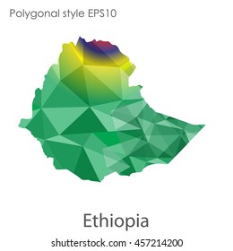 Ethiopia map in geometric polygonal style. Abstract gems triangle,modern design background. Vector illustration EPS10