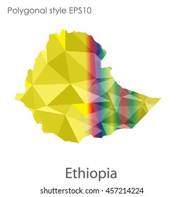 Ethiopia map in geometric polygonal style. Abstract gems triangle,modern design background. Vector illustration EPS10