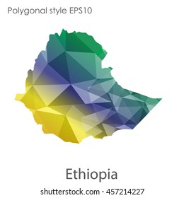 Ethiopia map in geometric polygonal style. Abstract gems triangle,modern design background. Vector illustration EPS10