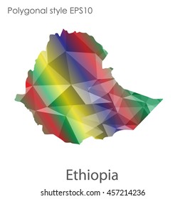 Ethiopia map in geometric polygonal style. Abstract gems triangle,modern design background. Vector illustration EPS10