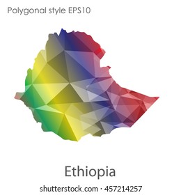 Ethiopia map in geometric polygonal style. Abstract gems triangle,modern design background. Vector illustration EPS10