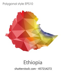 Ethiopia map in geometric polygonal style. Abstract gems triangle,modern design background. Vector illustration EPS10