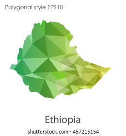 Ethiopia map in geometric polygonal style. Abstract gems triangle,modern design background. Vector illustration EPS10