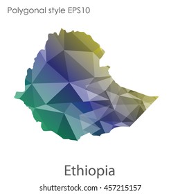 Ethiopia map in geometric polygonal style. Abstract gems triangle,modern design background. Vector illustration EPS10
