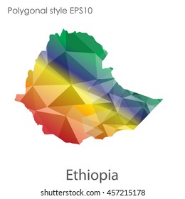 Ethiopia map in geometric polygonal style. Abstract gems triangle,modern design background. Vector illustration EPS10