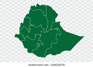 Ethiopia Map green Color on White Background quality files Png