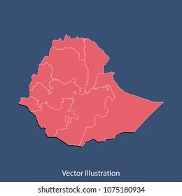 Ethiopia map - High detailed color map of Ethiopia. flat design style, clean and modern. Vector illustration eps 10