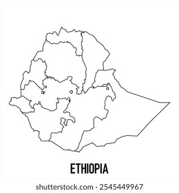ethiopia map icon isolated on white background. Outline map. Simple line icon. Vector illustration