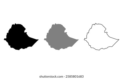 ethiopia map illustration isolated on background. map in black, gray, and outlines