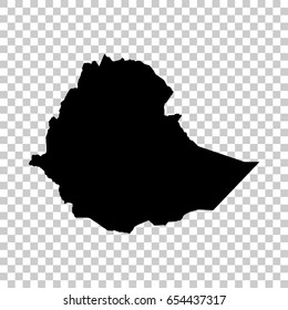 Ethiopia map isolated on transparent background. Black map for your design. Vector illustration, easy to edit.