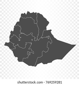 Ethiopia map isolated on transparent background