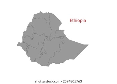 Ethiopia map isolated on white background. Map silhouette of Ethiopia. For website layouts, background, education, precise, customizable. Earth geography.