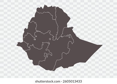 Ethiopia Map Minimalist  High-Quality PNG  Ash Color on Transparent Background Perfect for presentations infographics educational materials and graphic design projects