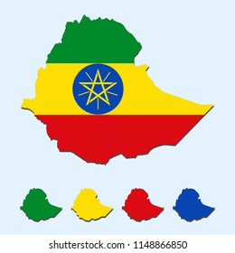 Ethiopia map with national flag decoration