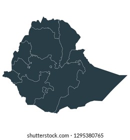 Ethiopia map on White background vector, Ethiopia Map Outline Shape Gray on White Vector Illustration, High detailed Gray illustration map Ethiopia.