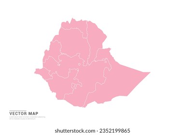Mapa de Etiopía - Estilo abstracto rosado aislado en fondo blanco para infografía, vector de diseño.