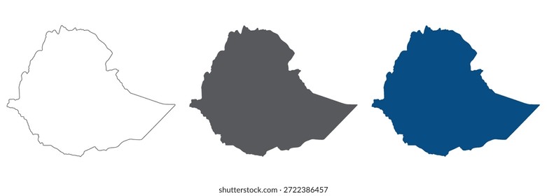 Conjunto de planos de Etiopía. Mapa de Etiopía en blanco.