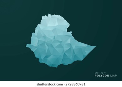 Mapa de Etiopía - Ilustración vectorial de estilo polígono en diseño geométrico de bajo poli verde y azul, silueta mínima limpia para infografía.