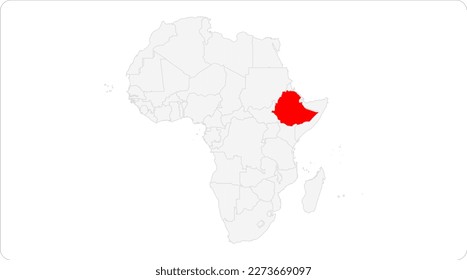 Ethiopia Map, Ethiopia red highlighted in map of AFRICA, flat design illustration vector