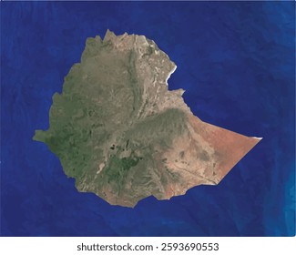 Ethiopia map with satellite view design style.