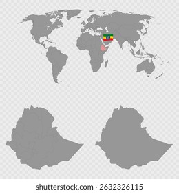 Ethiopia Map Set with World Location.