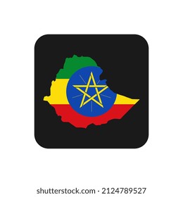 Ethiopia map silhouette with flag on black background