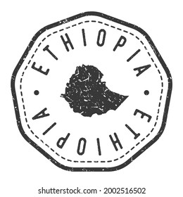 Ethiopia Map Stamp Retro Postmark. Silhouette Postal Passport. Seal Round Vector Icon. Badge Vintage Postage Design.
