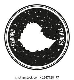 Ethiopia Map Symbol Round Design Stamp Travel and Business